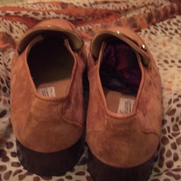 Vintage 80s Gucci Carmel Suede Leather Loafers 41.5 US 8.5 unisex women’s US 10 - Picture 11 of 16